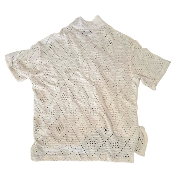 ZARA Cream Knit Eyelet Button Down Shirt | Size XL - Picture 4 of 4